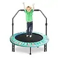 Cama elástica infantil de 36 pulgadas, mini trampolín para niños, interior al aire libre, plegable, con barra de agarre ajustable, trampolín para niños para jugar y entrenar (verde)