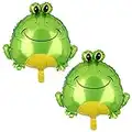 2 Pcs Green Frog Big Mylar Foil Balloon Birthday Baby Shower Decor Supplies Animal Farm Themed Party Decorations