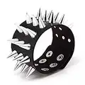 LILY123 Unisex único de Tres hileras de   Remache de botón Ancho puño de Cuero Punk gótico Rock Brazalete Pulsera de Cadena Ajustable-Negro