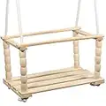 Woudi® Columpio de bebé natural, columpio infantil, columpio de rejilla, columpio para niños, columpio para bebés y asiento de columpio, madera para interiores y exteriores