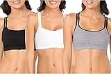 Fruit of The Loom Womens Spaghetti Strap Cotton Pull Over 3 Pack Sports Bra, Grey With Black/White/Black Hue, 32