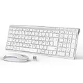 iClever GK03 2.4G Tastatur Maus Set Kabellos, Aluminium Wireless Slim Tastatur QWERTZ Layout (Deutsch), für Computer/Desktop/PC/Laptop/Oberfläsche/Windows 10/8/7/Vista/XP