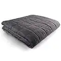 Weighted Blanket - 80" X 87" - 30-lbs - No Cover Required - Fits Queen/King Size Bed - Shareable for Two 150-200-lb Adults - Minky Grey - Premium Glass Beads - Calming Stimulation Sensory Relaxation