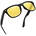 Joopin Night Driving Glasses for Women Men, Square UV Protection Womens Mens Anti Glare Night Vision Glasses (Yellow Lens)