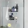 COSYLAND Organizador de ducha para colocar sobre la puerta, organizador de estante de baño a prueba de óxido, baño y cocina, color plateado