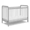 Storkcraft Pasadena 3-in-1 Convertible Crib (Pebble Gray with White) - GREENGUARD Gold Certified, Converts to Daybed and Toddler Bed, Fits Standard Full-Size Crib Mattress, Adjustable Mattress Support Base