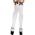 Ladies Black White Blue Red Pink Bow Top Pirate Sailor Dorothy Fancy Dress Stockings Socks (White with Black Bow)