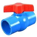 sourcing map Válvula de bola, 1-1/2" Slip PVC Socket End Valve para acuario, bomba de sumidero, piscina, jardín rociador azul rojo