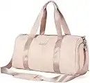 Sac de Sport pour Femme, Sac de Sport, Sac de Week-End, Sac de Sport pour Fille, Sac de Transport de Nuit avec Compartiment à Chaussures et Poche Humide, Sac d'entraînement de Yoga,Beige