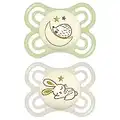 MAM Perfect Night Baby Pacifier, Patented Nipple, Glows in the Dark, 2 Pack, 0-6 Months, Unisex