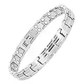 Feraco 2X Strength Magnetic Bracelets for Women Titanium Steel Magnetic Bracelet with Double Rows Ultra Strong Gauss Magnets, Jewelry Gifts (Silver)