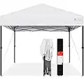 Best Choice Products 10x10ft 1-Person Setup Pop Up Canopy Tent Instant Portable Shelter w/ 1-Button Push, Straight Legs, Wheeled Carry Case, Stakes - White