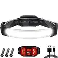 KIDECCE Headlamp Rechargeable,1500 Lumen Super Bright Headlamps,260° Wide Beam Waterproof Flashlights Lampe Frontale,3 Modes with Red Warning Light LED Headlamp for Fishing Running