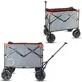 Freshore Outdoor Collapsible Utility Garden Wagon Cart - Big Wheels Beach Cart for Sand, Grey, 176L High Capacity