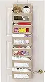 SimpleHouseware Baby Over The Door Hanging Organizer Storage, Beige, 6 Clear Window Pocket