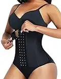 FeelinGirl Damen Korsage mit 9 Stahlknochen Korsett Shapewear Waist Cincher Latex Taillenmieder Shapewear Unterbrust Korsett Cincher Shaper Body Bauchweg Corsage mit 3 Reihen Haken Schwarz S