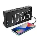 Digital Alarms Clock for Bedroom, 7" Large Display LED Loud Alarm Clock for Heavy Sleepers, USB Charging Port, Adjustable Brightness/Volume, Alarm Clock for Kids Boy Girl Senior Teens Elderly