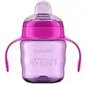 Philips Avent SCF551/03 - Vaso con boquilla de silicona para niña, válvula antigoteo, sin BPA, para bebe de 6 meses, 200 ml, color rosa