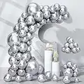 Silver Balloon Garland Kit Kelfara 100Pcs Different Sizes 18 12 10 5 inch Metallic Chrome Silver Latex Balloons for Wedding Bridal Shower Birthday Engagements Anniversary Baby Party Arch Decorations