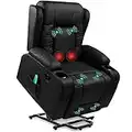 Best Choice Products Electric Power Lift Recliner Massage Chair, Adjustable Furniture for Back, Lumbar, Legs w/ 3 Positions, USB Port, Heat, Cupholders, Easy-to-Reach Side Button - Black