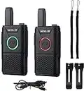 Retevis RT618 Funkgerät Mini Notfall Walkie Talkie Lizenzfrei 16 Kanäle VOX Dual PTT Ultradünn PMR Funkgerät Set Wiederaufladbar USB Ladekabel (1 Paar, Schwarz)