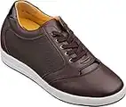 TOTO Men's Invisible Height Increasing Elevator Shoes - Dark Brown Leather/Mesh Lace-up Casual Fashion Sneakers - 3.2 Inches Taller - A53271 - Size 9 D(M) US