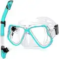 Greatever Dry Snorkel Set,Panoramic Wide View,Anti-Fog Scuba Diving Mask,Professional Snorkeling Gear