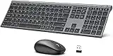 iClever DK03 Bluetooth Keyboard and Mouse, Rechargeable Dual-Mode (Bluetooth 4.2 + 2.4G) Wireless Keyboard and Mouse Combo, Ultra-Slim Multi-Device Keyboard for Mac, iPad, Apple, Android, Windows