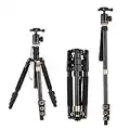 Andoer 140cm/55in Travel Tripod for Camera Aluminum Alloy Tripod Stand with Detachable Monopod 360°Rotatable Ball Head 8kg/17.6lbs Load Capacity with Carry Bag for DSLR Camcorders Phone