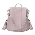 Women Backpack Purse Anti-Theft PU Leather Rucksack Ladies Shoulder Handbags Girls Daypack Casual Travel Bag Lightweight (Pink Grey) …