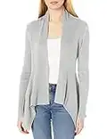 Daily Ritual Cardigan drapé côtelé Ultra Doux Femme, Gris Chiné, XS