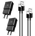 Adaptive Fast Charger kit with USB Type C Cable Compatible Samsung Galaxy S21 /S21 Ultra 5G / S10 /S20 / S10e / S9 /S8 / Plus/Edge/Active/Note 8/9 / 20/10, Wall Plug Power Adapter Cord (2 Pack)