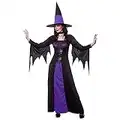 Adult Ladies Spellbound Witch Purple/Black Halloween Fancy Dress Costume (Women: 14-16)