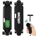 Caroma 90cm Skateboard Elektrisches, Elektrisches Longboard mit Fernbedienung, 700W Doppelmotoren, 25km/H Höchstgeschwindigkeit, 16-20km Reichweite, E Skateboard für Erwachsene