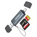 DSRKE Lector Tarjeta SD, Aluminio 3 en 1 USB2.0 y Micro USB y USB C Adaptador Tarjeta SD Micro SD Adaptador SD de Memoria Soporta SD SDXC SDHC MMC RS-MMC, Compatible con MacBook Pro Galaxy