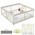 ZEEBABA Baby Playpen with Mat, Playpen for Babies (59x59x27inch), Kids Safety Play Pen for Babies and Toddlers, Extra Large Playpen Playmat, Baby Playpen Fence Gives Mommy a Break, Large Baby Play Yard