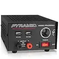 Pyramid Universal Compact Bench Power Supply - 7 Amp Regulated Home Lab Benchtop AC-Dc Converter Power Supply for CB Radio, HAM W/ 13.8 Volt Dc 120V AC Supply, Dual USB, Cigarette Lighter PSU990KX