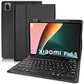 YUEJIDZ Funda con Teclado Español Ñ para Xiaomi Mi Pad 5/5 Pro, Funda de Cuero Ultra Delgada con Teclado Desmontable Inalámbrico Bluetooth Magnético para Xiaomi Mi Pad 5/5 Pro 11 Pulgadas,Negro