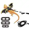 1 Set Adjustable Lizard Leash Bearded Dragon Harness Reptile Leather Harness Bearded Dragon Rope Reptile Leather Rope with Bat Wings for Lizard Amphibians Chameleons Small Pet Animals