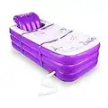 Inflatable Portable Bathtub, Inflatable Bath Tub for Adult Home Spa and Hot Bath and Ice Bath, Foldable Freestanding Bathtub with Assemblable Seat Cushion(Purple)