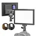 Neewer Ultra-Slim LED Video Soft Light Panel, Dimmable On Camera Video Lighting for DSLR Cameras Photography with LCD Display/3200-5600K/CRI 95+/Built-in Battery for Studio Photo Video Shooting