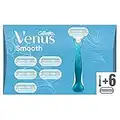 Gillette Venus Smooth Rasoio Da Donna + 6 Lamette Di Ricambio Con 3 Lame Che Seguono Le Curve Circondate Da Cuscinetti Protettivi