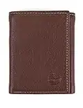 Timberland mens Genuine Leather Rfid Blocking Trifold Travel Accessory Tri Fold Wallet, Brown, One Size US