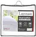 Lakhmaali Mattress Topper Single Bed, Soft & Fluffy Microfiber Quilted cover, 4 Inches Extra Thick, Firm Single Mattress Topper with Elasticized Corner Straps - White (90x190cm)