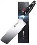 TUO Nakiri Knife - 6.5 inch Kitchen Chef Knife Vegetable Cleaver - Asian Usuba Knife - German HC Steel- Full Tang Pakkawood Handle - Black Hawk Series with Gift Box