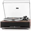1 BY ONE High Fidelity Belt Drive Bluetooth Turntable with Built-in Speakers, Vinyl Record Player with Magnetic Cartridge, Wireless Playback and Aux-in Functionality, Auto Off