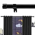 Extra Long Curtain Rods for Windows 28 to 144 inch, 1" Heavy Duty Drapery Rods with Adjustable Brackets, Bedroom Easy Instal Simple Blackout Outdoor Black Curtain Rods for Patio