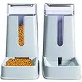 Automatic Pet Feeder Small&Medium Pets Automatic Food Feeder and Waterer Set 3.8L, Travel Supply Feeder and Water Dispenser for Dogs Cats Pets Animals (light gray)