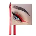 DekRion Liquid Eyeliner, Red Eyeliner Liquid, Long-lasting Colored Eyeliners, White Black Red Brown Green Purple Waterproof High-pigmented Colorful Eyeliners for Eye Makeup,1PC Red