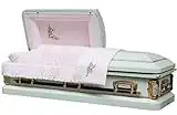 Overnight Caskets - Primrose White Shade W Silver Rose Finish 18 Gauge Metal Casket/Coffin 1-3 Day Shipping